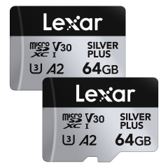 Lexar MicroSDXC Silver Plus UHS-1 64GB V30 2-pack