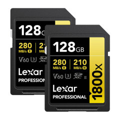 Lexar SDXC Professional 128GB 1800X UHS-II V60 Gold - 2pack